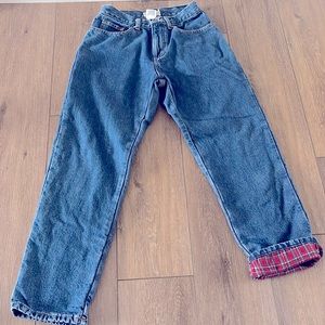 LL Bean Flannel Lined Blue Jeans Women’s Size 4 Petite